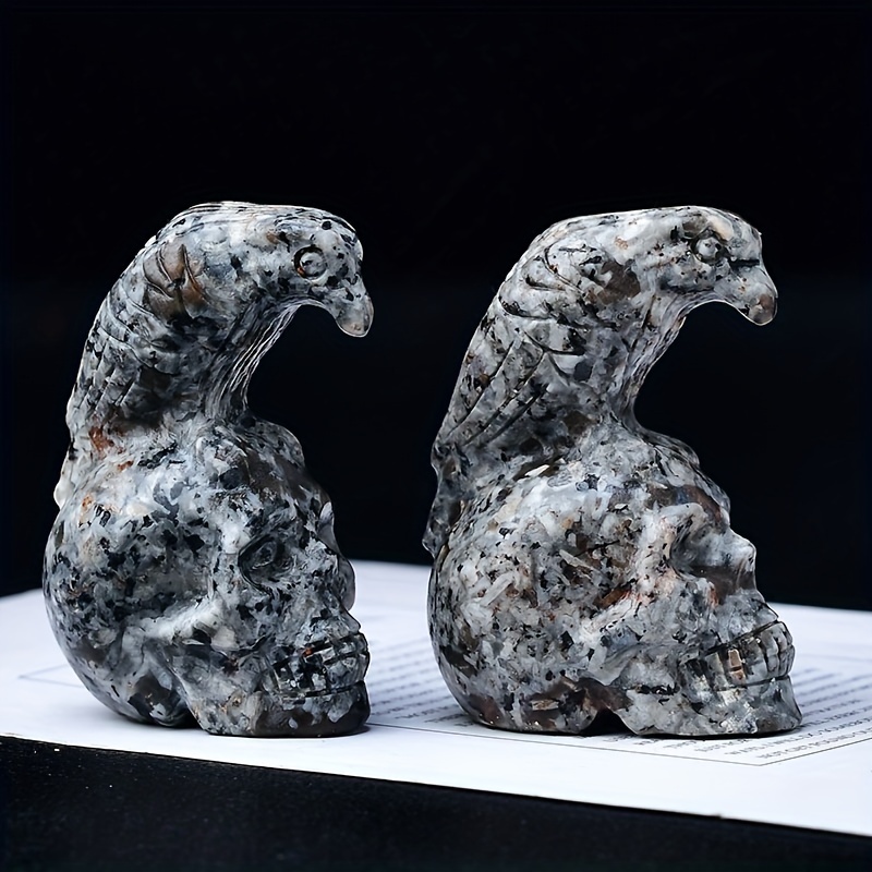 Flame Stone Bird Skull Crystal Statue Collectible Home Decor